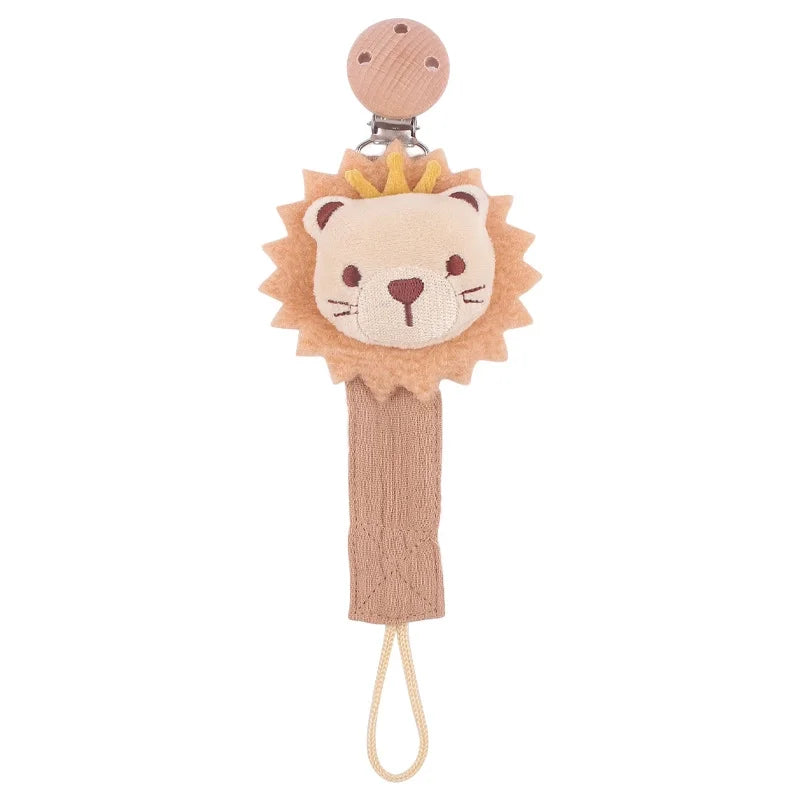 Attache tétine pour bébé en coton et lin avec animaux mignons