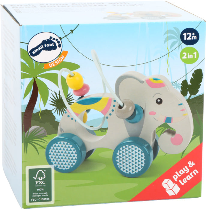 Éléphant à pousser avec circuit de motricité "Jungle"