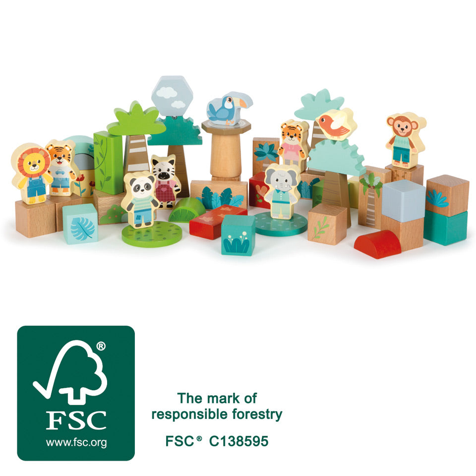 Blocs de construction en bois « Jungle Friends »