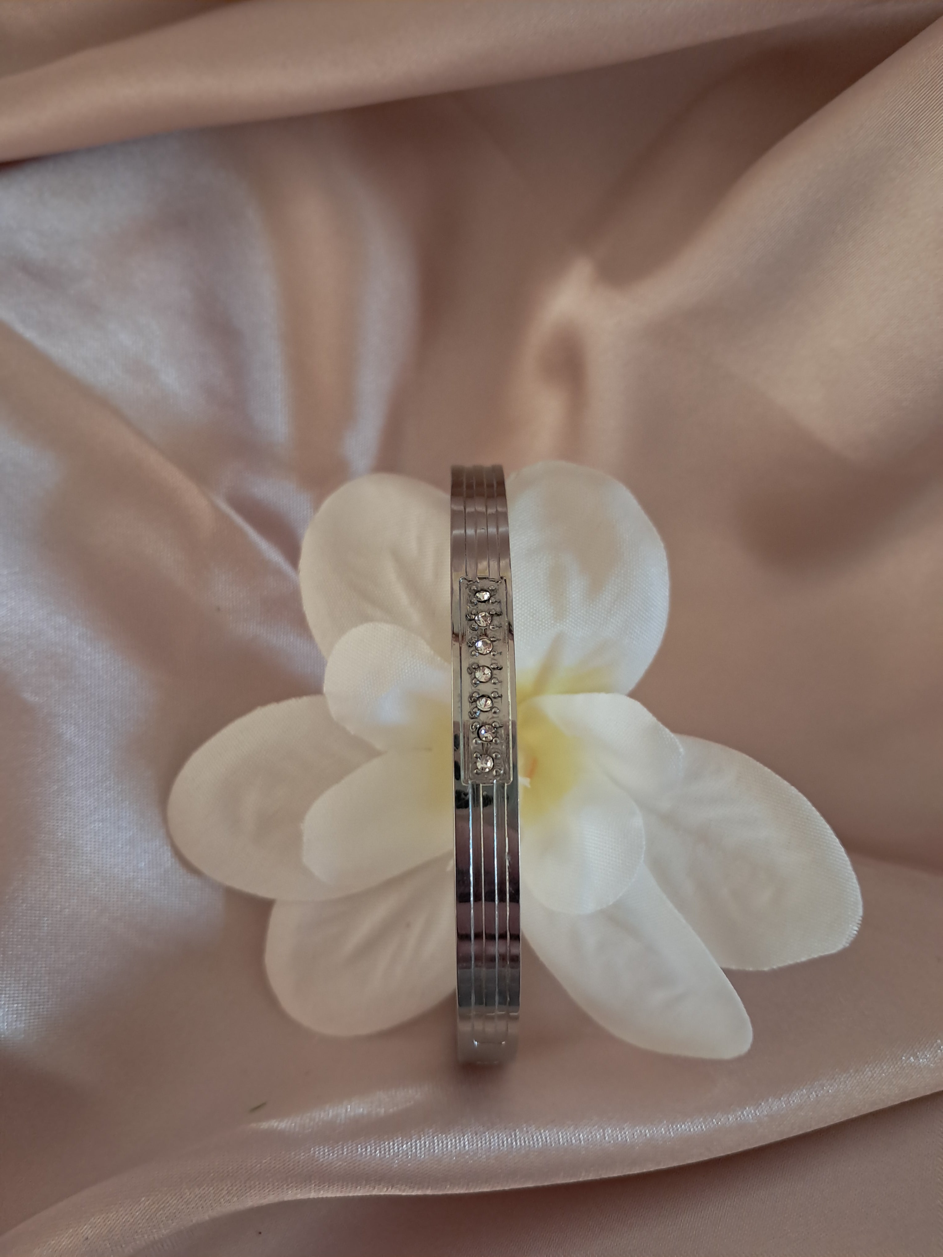 Bracelet minimaliste en acier titane et zircon