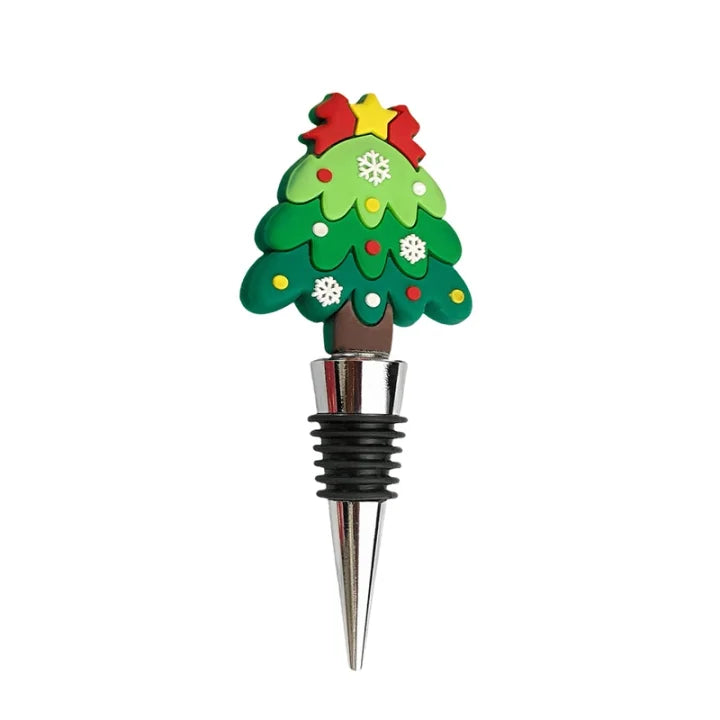 Bouchon de vin en alliage, décor Noël en silicone