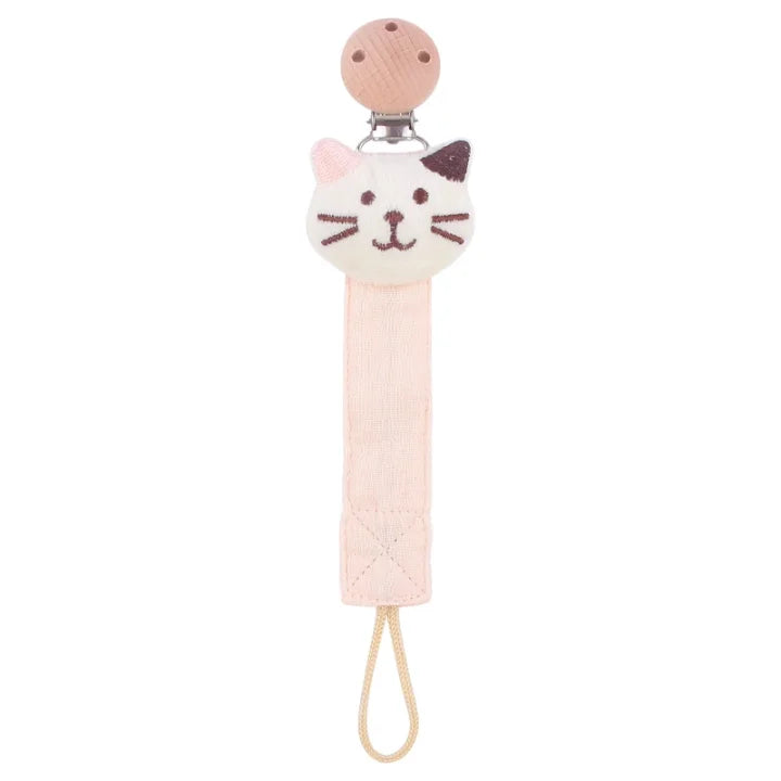 Attache tétine pour bébé en coton et lin avec animaux mignons