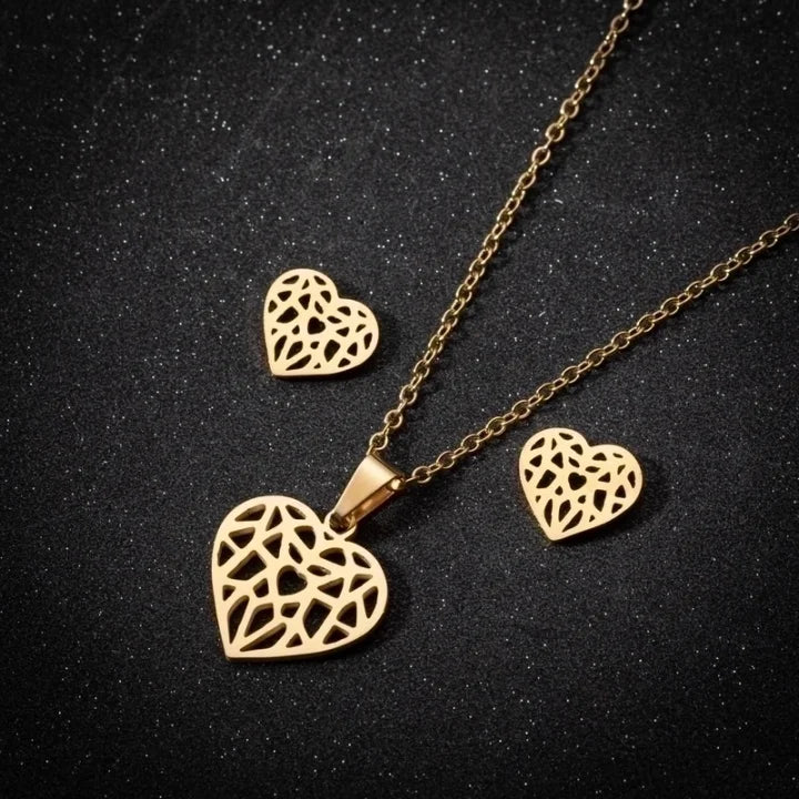 Parure collier et boucles d'oreilles en acier inoxydable / Différents modèles