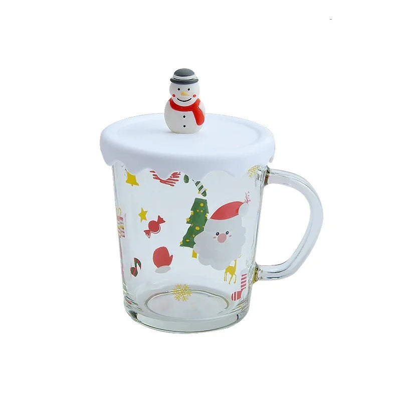 Mug de Noël en verre avec couvercle