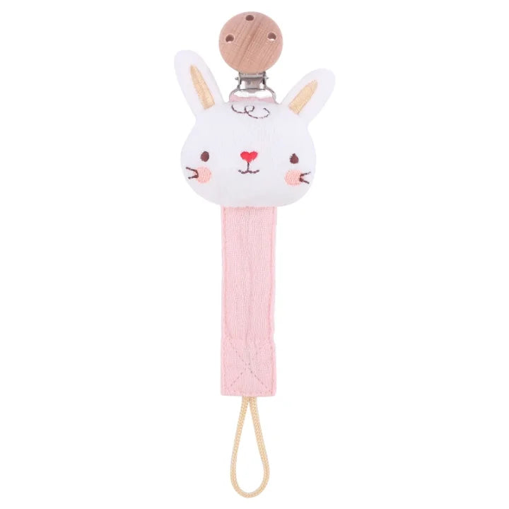 Attache tétine pour bébé en coton et lin avec animaux mignons