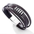 Bracelet homme en acier inoxydable et imitation cuir