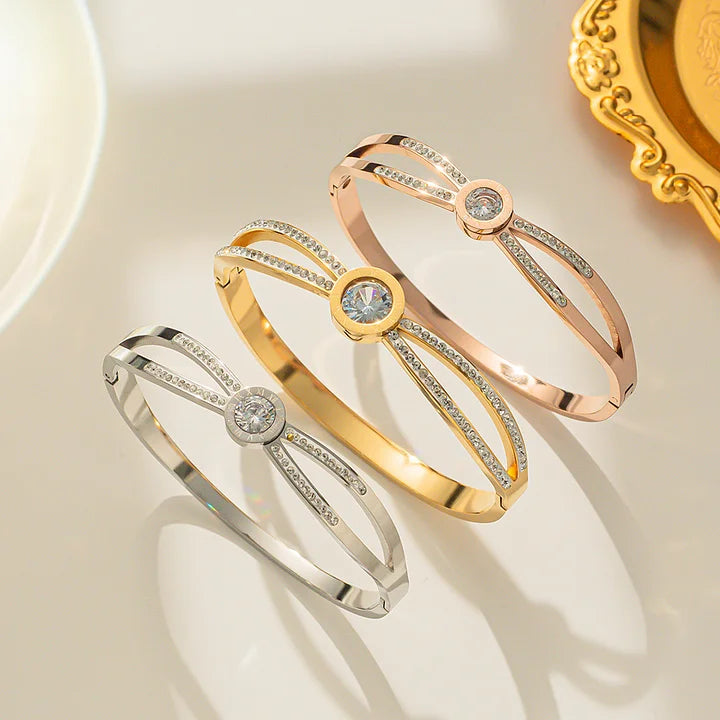 Bracelet rond coréen en acier titane - Minimaliste et élégant