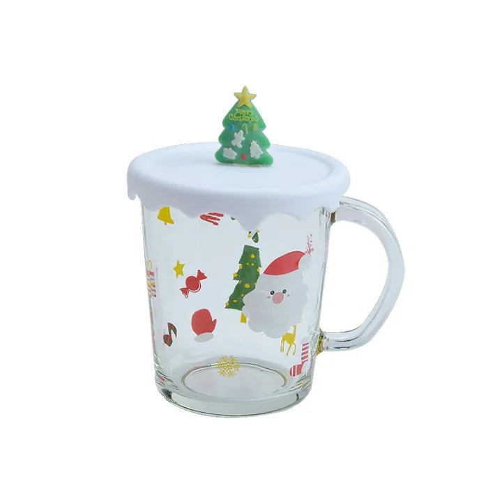 Mug de Noël en verre avec couvercle