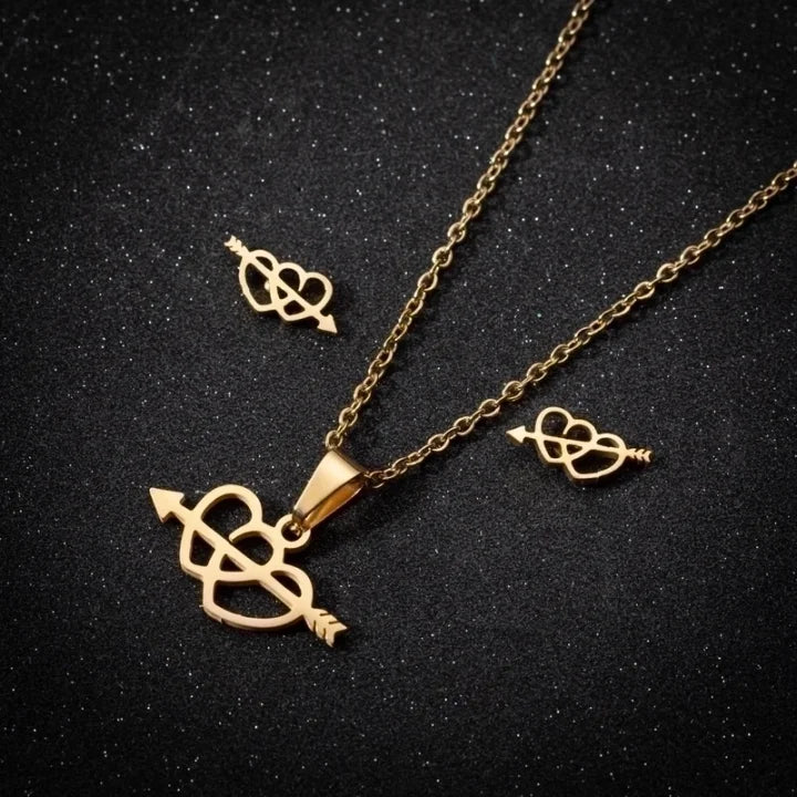 Parure collier et boucles d'oreilles en acier inoxydable / Différents modèles