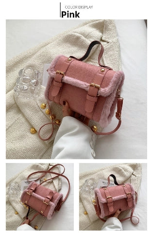 Sac à main en peluche cylindrique