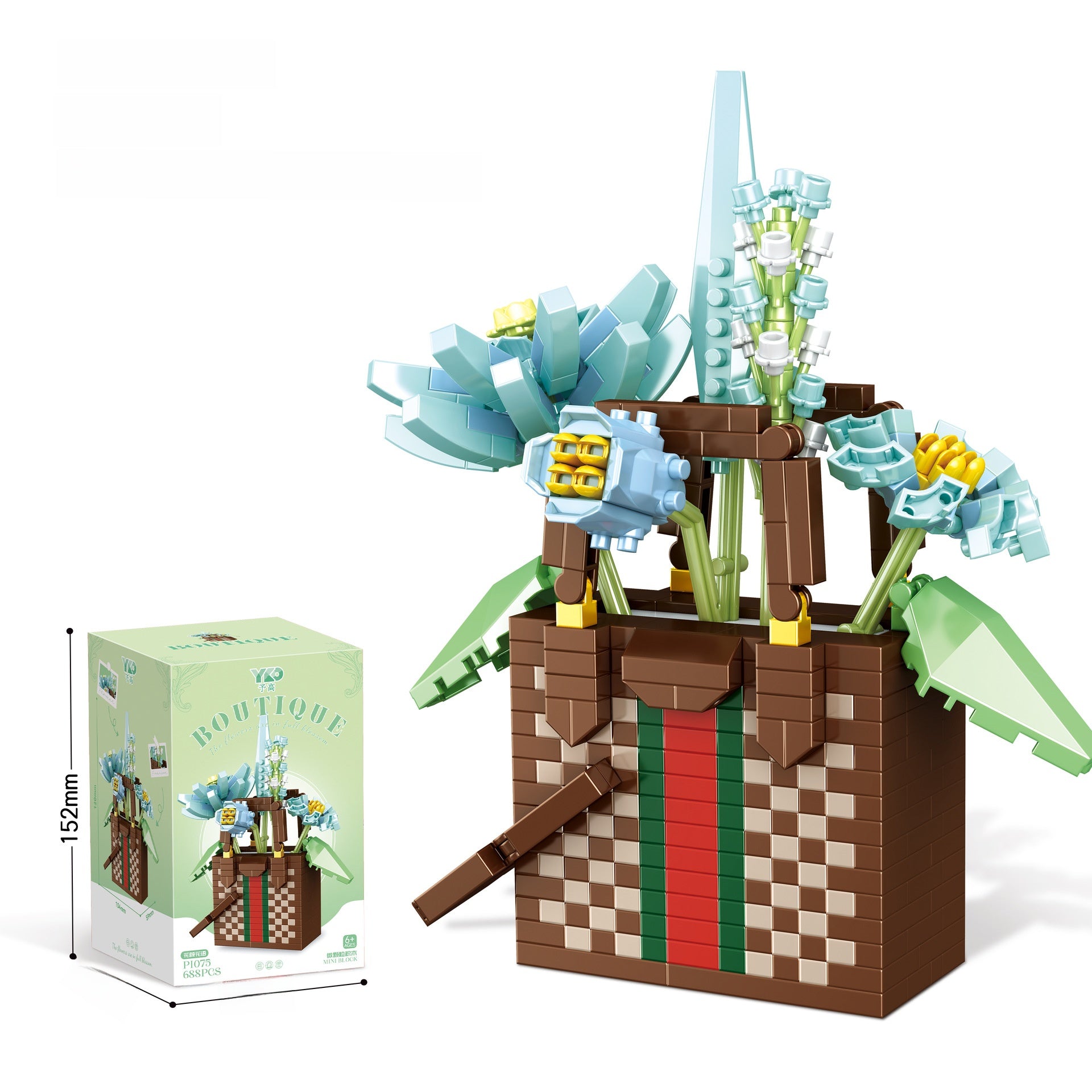 Panier avec fleurs en briques à construire soi-même P1075