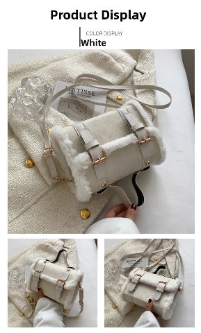 Sac à main en peluche cylindrique