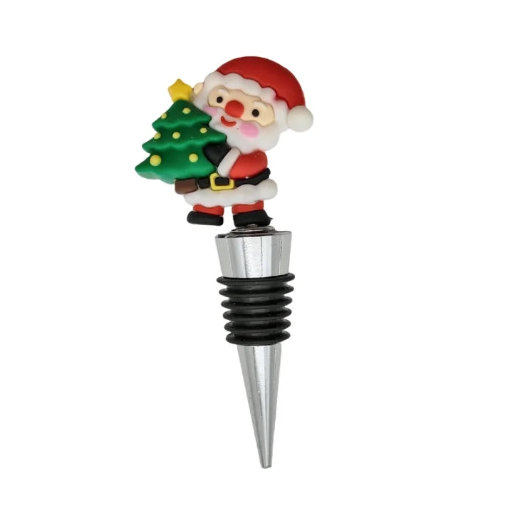 Bouchon de vin en alliage, décor Noël en silicone