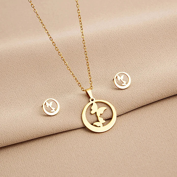 Parure collier et boucles d'oreilles en acier inoxydable / Différents modèles